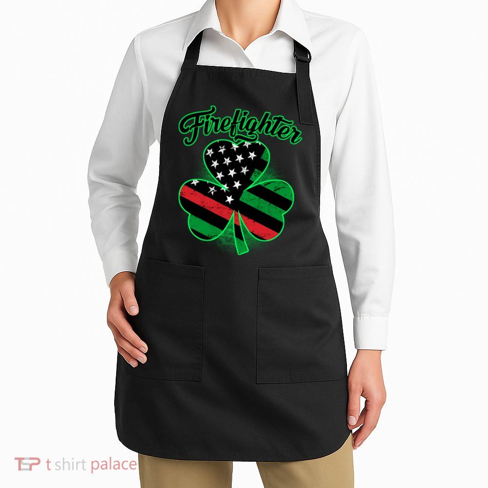 Firefighter St. Patrick's Day Red Line Clover Apron