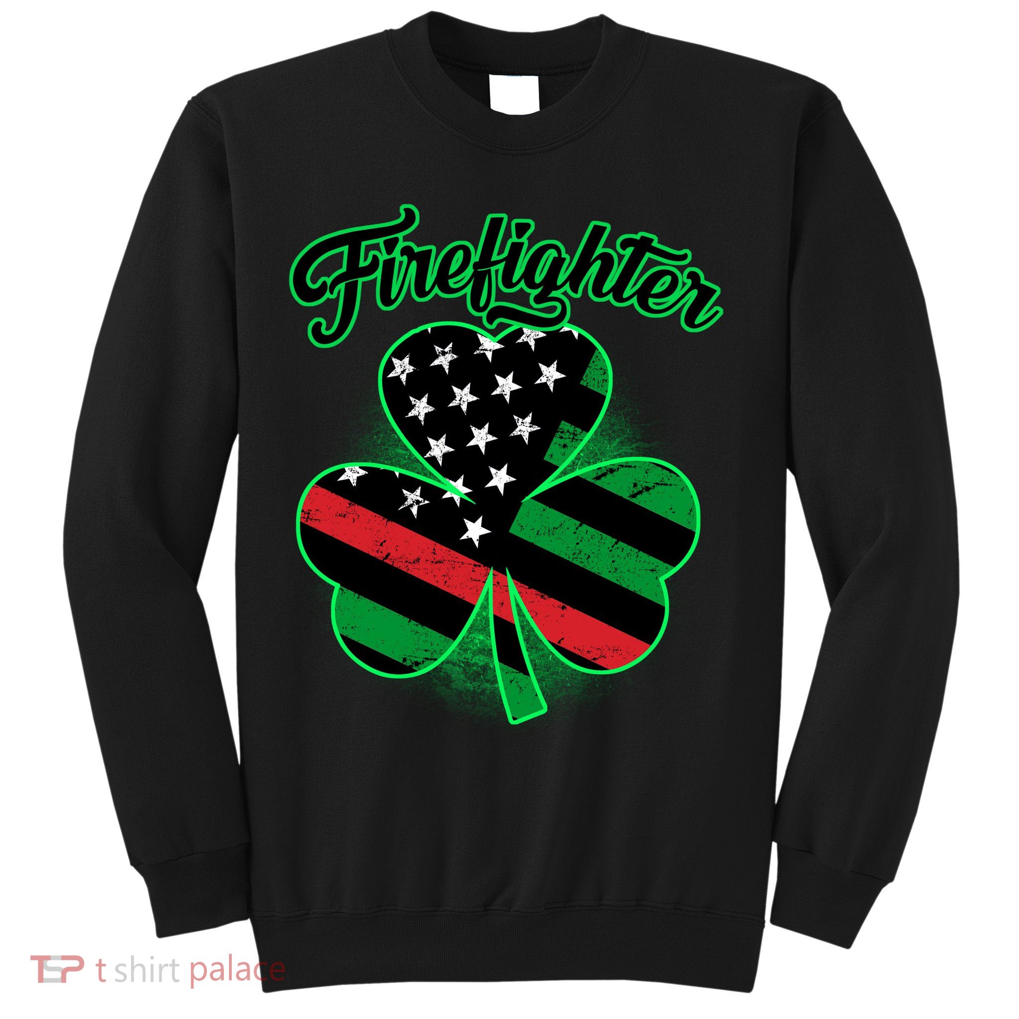 Firefighter St. Patrick's Day Red Line Clover Sweatshirt