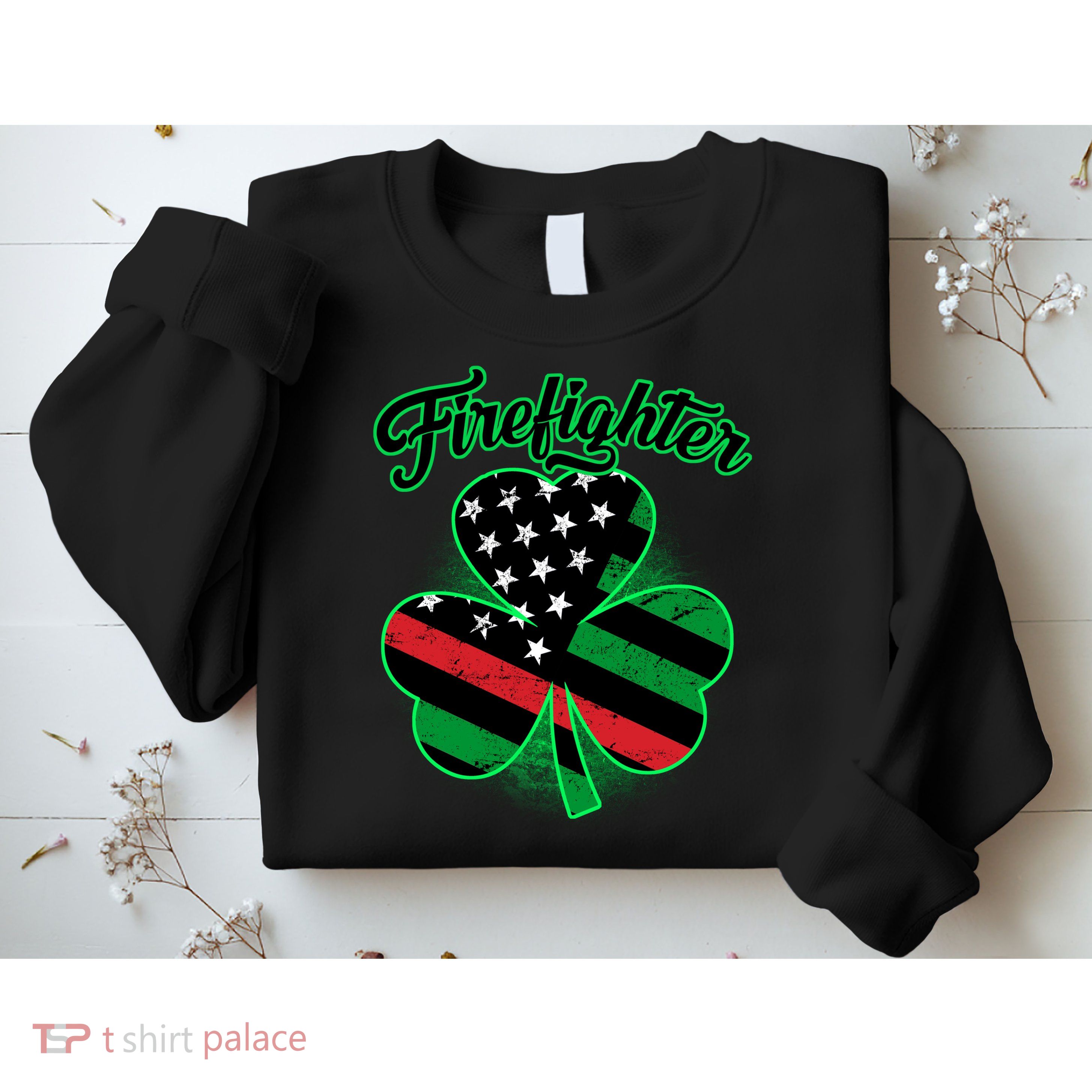 Firefighter St. Patrick's Day Red Line Clover Sweatshirt