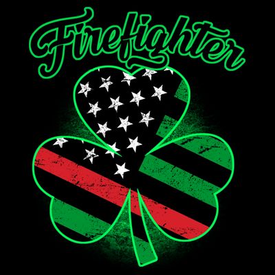 Firefighter St. Patrick's Day Red Line Clover T-Shirt