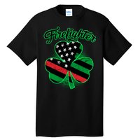 Firefighter St. Patrick's Day Red Line Clover Tall T-Shirt