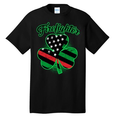 Firefighter St. Patrick's Day Red Line Clover Tall T-Shirt