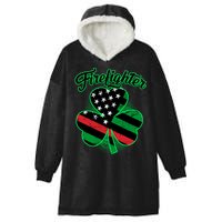 Firefighter St. Patrick's Day Red Line Clover Hooded Wearable Blanket