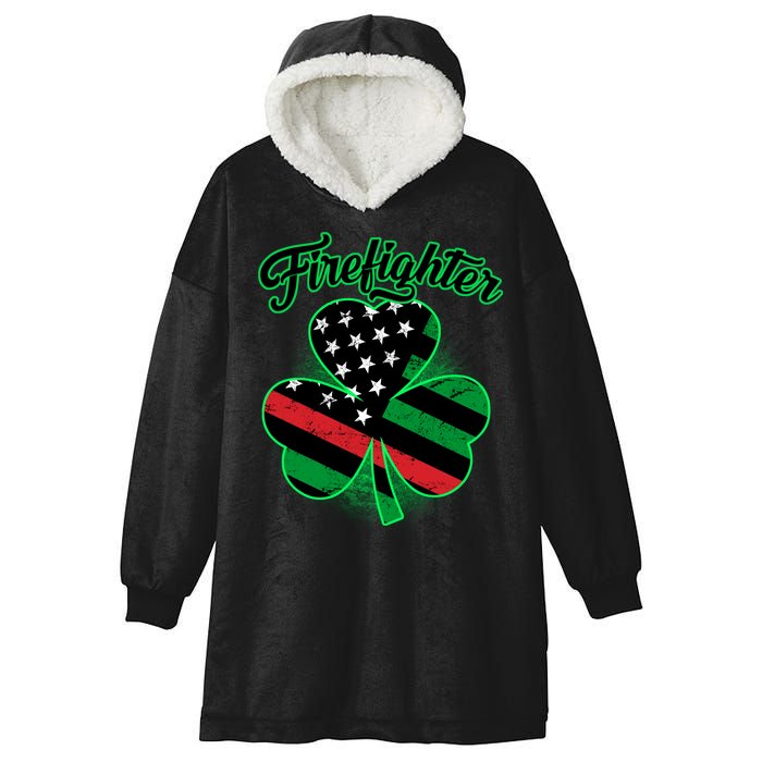 Firefighter St. Patrick's Day Red Line Clover Hooded Wearable Blanket