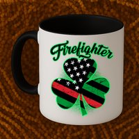Firefighter St. Patrick's Day Red Line Clover Coffee Mug