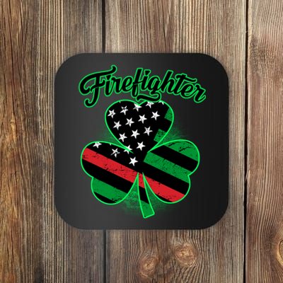 Firefighter St. Patrick's Day Red Line Clover Coaster