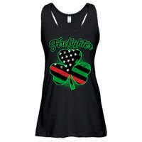Firefighter St. Patrick's Day Red Line Clover Ladies Essential Flowy Tank