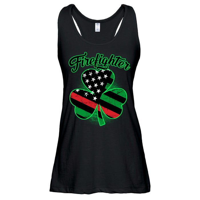 Firefighter St. Patrick's Day Red Line Clover Ladies Essential Flowy Tank