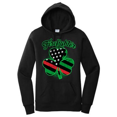 Firefighter St. Patrick's Day Red Line Clover Women's Pullover Hoodie