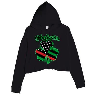 Firefighter St. Patrick's Day Red Line Clover Crop Fleece Hoodie