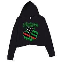 Firefighter St. Patrick's Day Red Line Clover Crop Fleece Hoodie