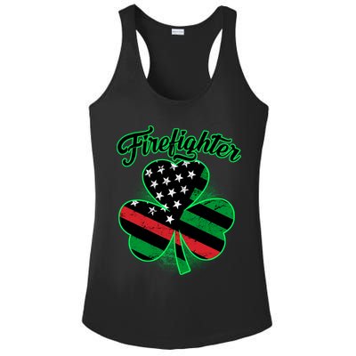 Firefighter St. Patrick's Day Red Line Clover Ladies PosiCharge Competitor Racerback Tank