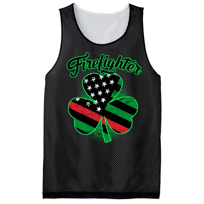 Firefighter St. Patrick's Day Red Line Clover Mesh Reversible Basketball Jersey Tank