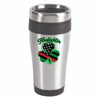 Firefighter St. Patrick's Day Red Line Clover 16oz Travel Tumbler