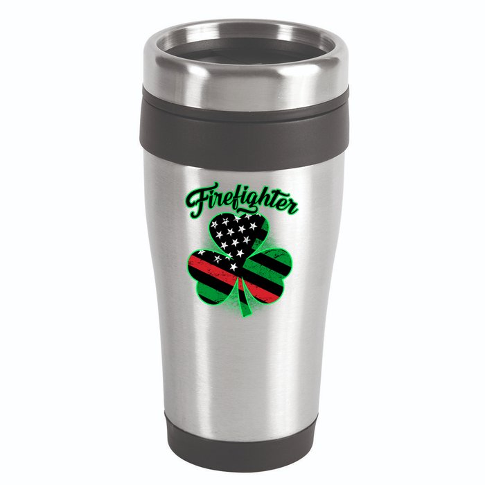 Firefighter St. Patrick's Day Red Line Clover 16oz Travel Tumbler