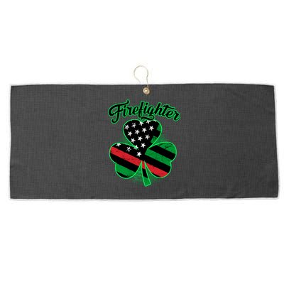 Firefighter St. Patrick's Day Red Line Clover Large Microfiber Waffle Golf Towel