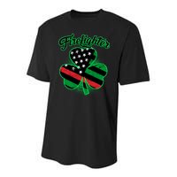 Firefighter St. Patrick's Day Red Line Clover Youth Performance Sprint T-Shirt