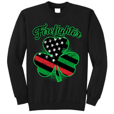 Firefighter St. Patrick's Day Red Line Clover Tall Sweatshirt