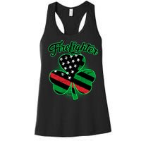 Firefighter St. Patrick's Day Red Line Clover Women's Racerback Tank