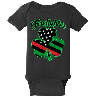 Firefighter St. Patrick's Day Red Line Clover Baby Bodysuit