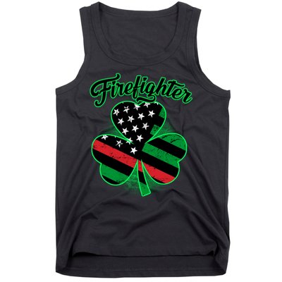 Firefighter St. Patrick's Day Red Line Clover Tank Top