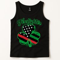 Firefighter St. Patrick's Day Red Line Clover Tank Top