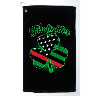 Firefighter St. Patrick's Day Red Line Clover Platinum Collection Golf Towel