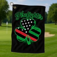 Firefighter St. Patrick's Day Red Line Clover Golf Towel