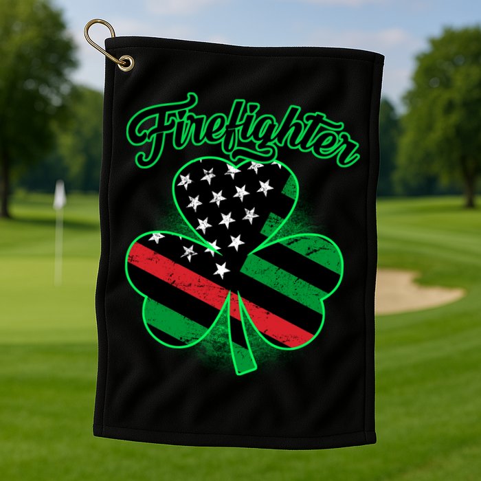 Firefighter St. Patrick's Day Red Line Clover Golf Towel