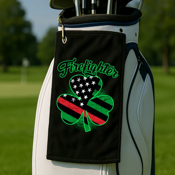 Firefighter St. Patrick's Day Red Line Clover Golf Towel