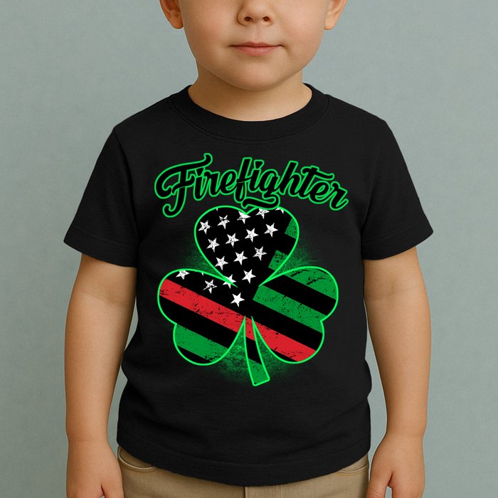 Firefighter St. Patrick's Day Red Line Clover Toddler T-Shirt