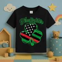 Firefighter St. Patrick's Day Red Line Clover Toddler T-Shirt