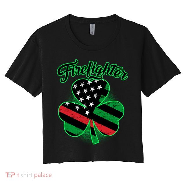 Firefighter St. Patrick's Day Red Line Clover Crop Top