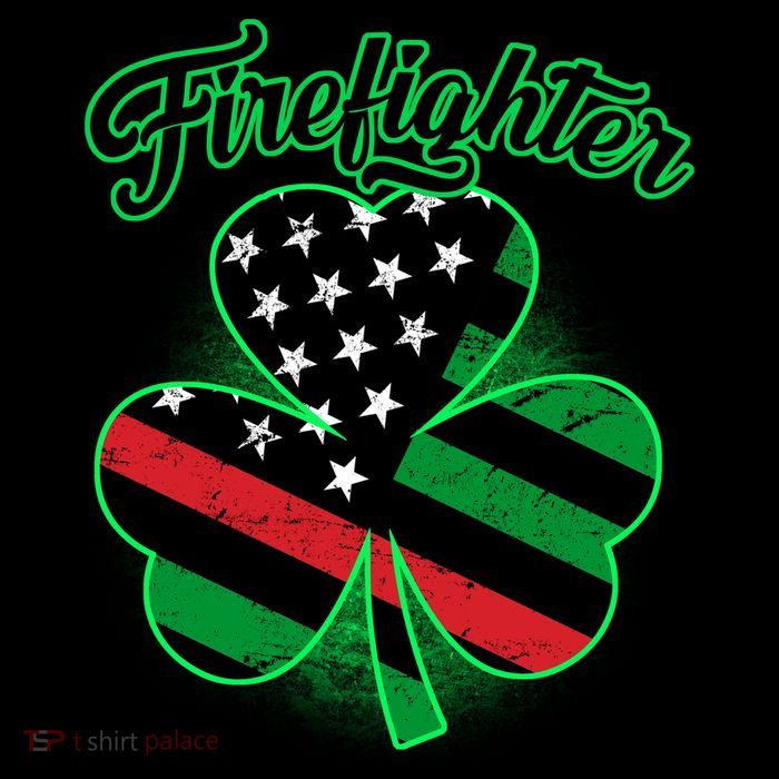 Firefighter St. Patrick's Day Red Line Clover Cropped Pullover Crew