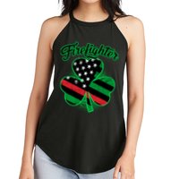 Firefighter St. Patrick's Day Red Line Clover Women's Perfect Tri Rocker Tank