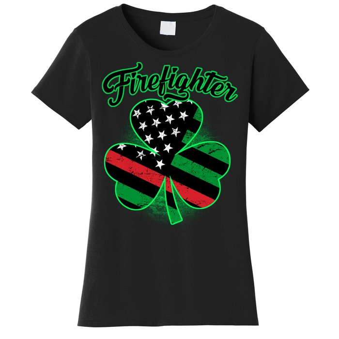 Firefighter St. Patrick's Day Red Line Clover Women's T-Shirt