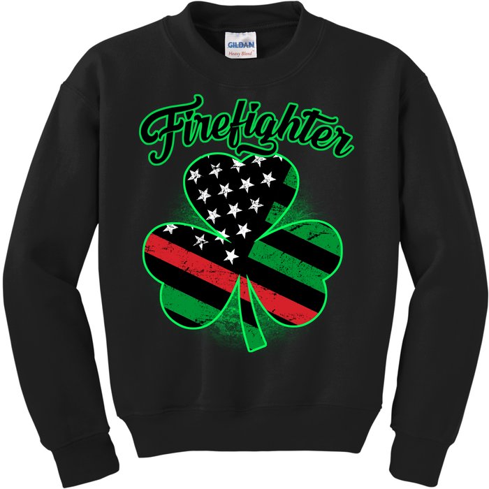 Firefighter St. Patrick's Day Red Line Clover Kids Sweatshirt