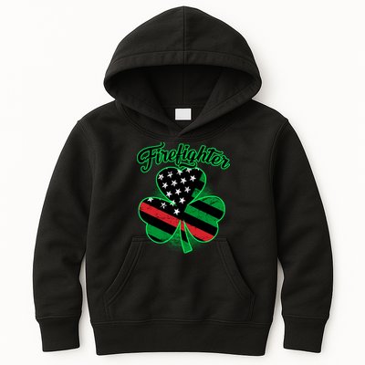 Firefighter St. Patrick's Day Red Line Clover Kids Hoodie