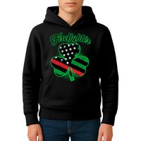 Firefighter St. Patrick's Day Red Line Clover Kids Hoodie