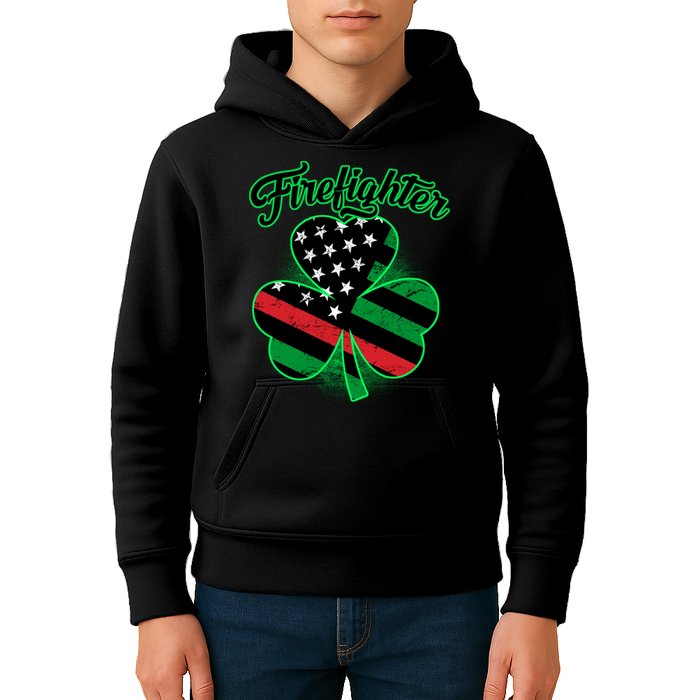 Firefighter St. Patrick's Day Red Line Clover Kids Hoodie