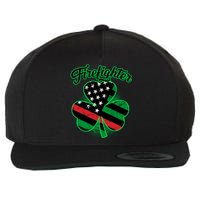 Firefighter St. Patrick's Day Red Line Clover Wool Snapback Cap