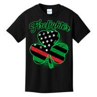 Firefighter St. Patrick's Day Red Line Clover Kids T-Shirt