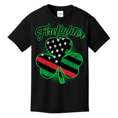 Firefighter St. Patrick's Day Red Line Clover Kids T-Shirt