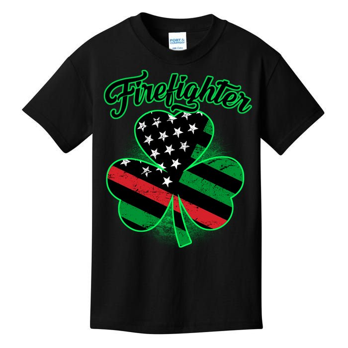 Firefighter St. Patrick's Day Red Line Clover Kids T-Shirt