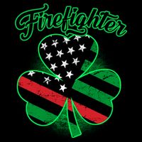 Firefighter St. Patrick's Day Red Line Clover Kids T-Shirt