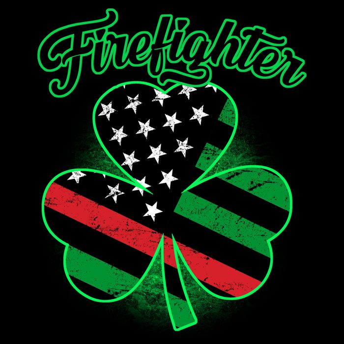 Firefighter St. Patrick's Day Red Line Clover Kids T-Shirt