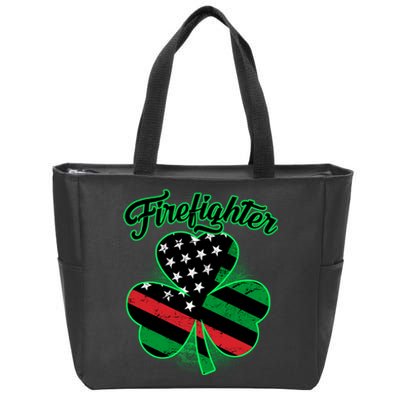 Firefighter St. Patrick's Day Red Line Clover Zip Tote Bag