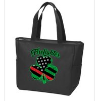 Firefighter St. Patrick's Day Red Line Clover Zip Tote Bag