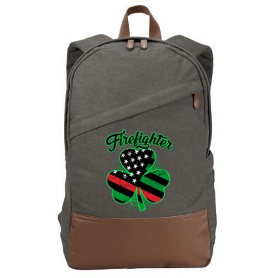 Firefighter St. Patrick's Day Red Line Clover Cotton Canvas Backpack