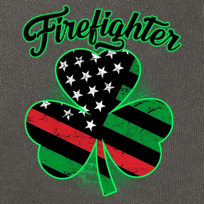 Firefighter St. Patrick's Day Red Line Clover Cotton Canvas Backpack